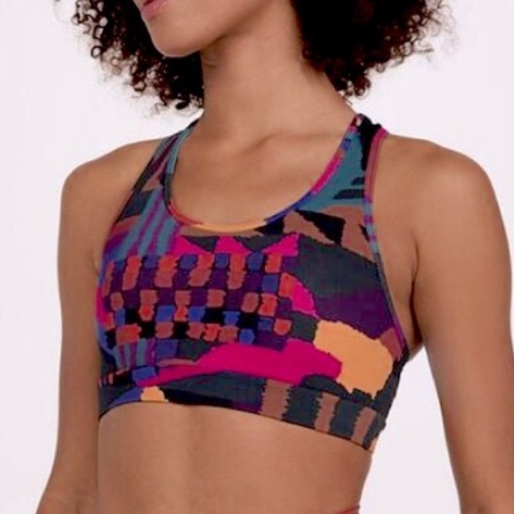 1 hour sale. Farm Rio, XS colorful sports bra (Anthropologie) Abstract patches - Picture 1 of 10